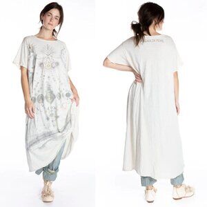 Magnolia Pearl Magic Love Distressed Moonlight Cream Boyfriend Shirt Maxi‎ Dress